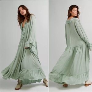 Free People Sweet Darlin Maxi Dress in Mint green